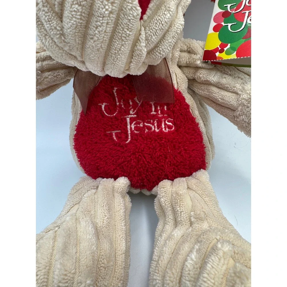Joy in Jesus Plush Moose Stuffed Animal Corduroy Red Cream Goffa 5466644 NWT